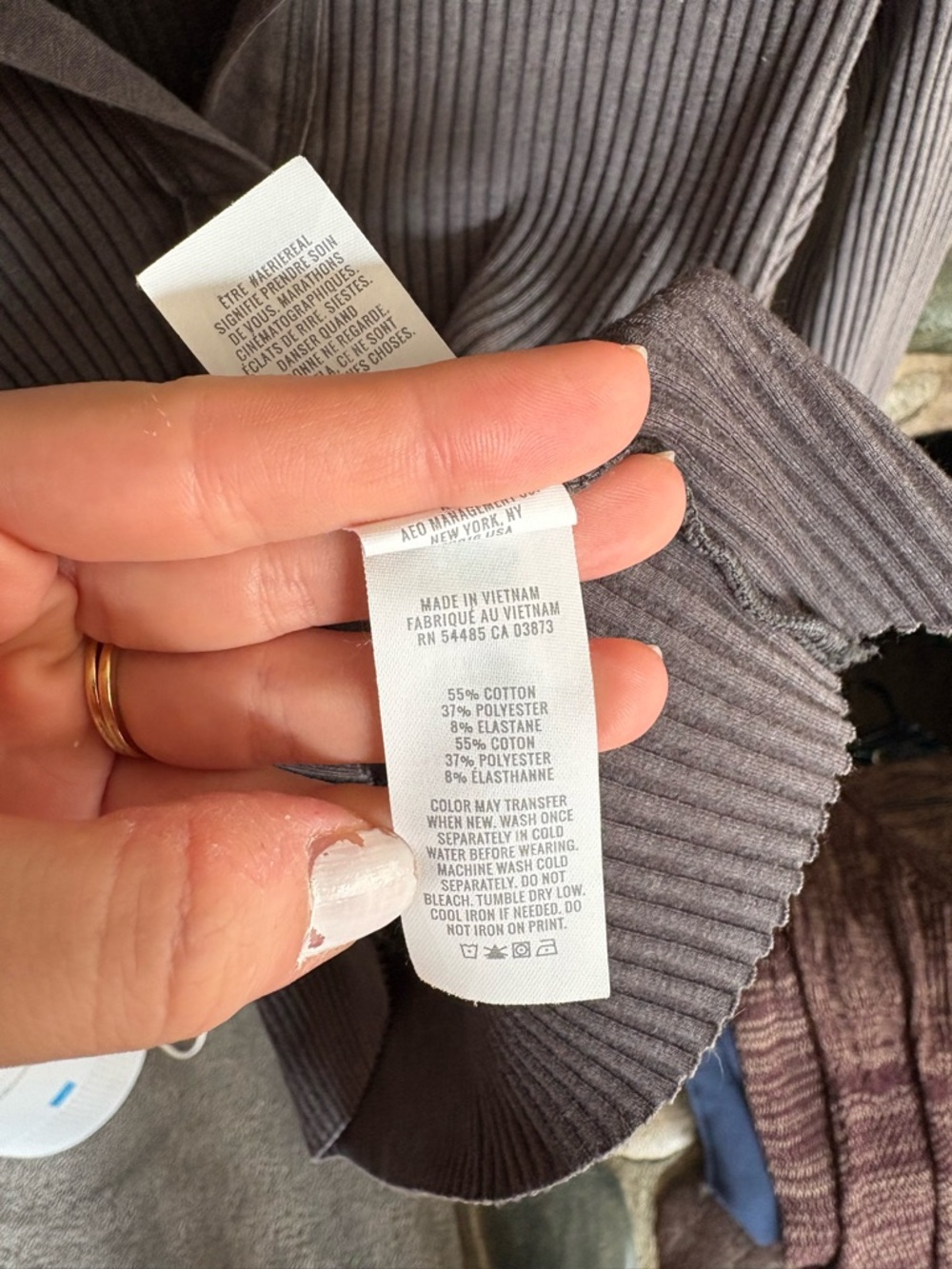 Aerie "Love This Moment" Grey Ribbed Long Sleeve Top - Women’s Size Medium - Picture 5 of 6